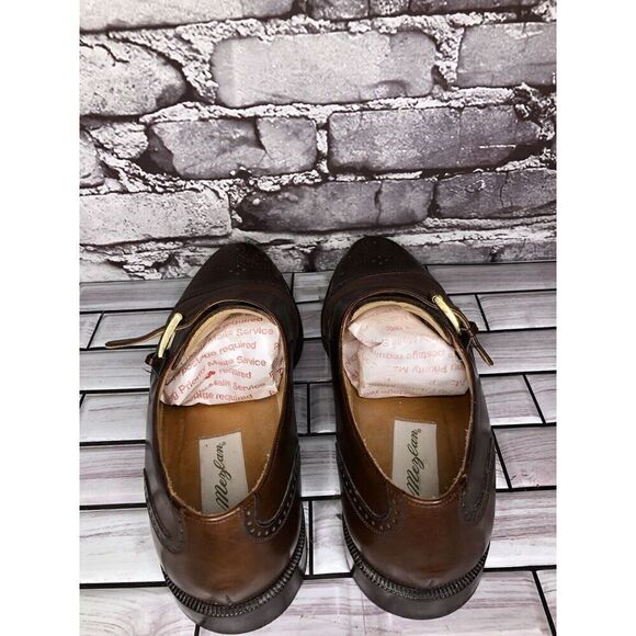 MEZLAN ATHENS Brown Leather Oxford Buckle Dress Monk Strap Shoes Men Sz 8.5M US main image 4